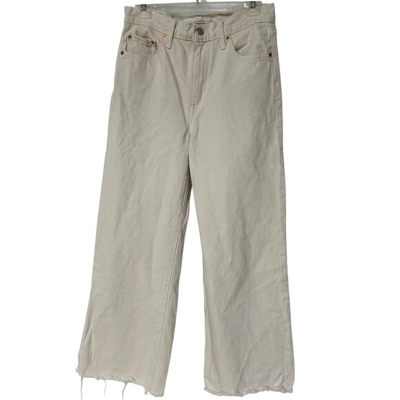 Levi's Premium Jeans Cream Ribcage Wide Leg Jeans Women's Waist Size 29 - Picture 1 of 10